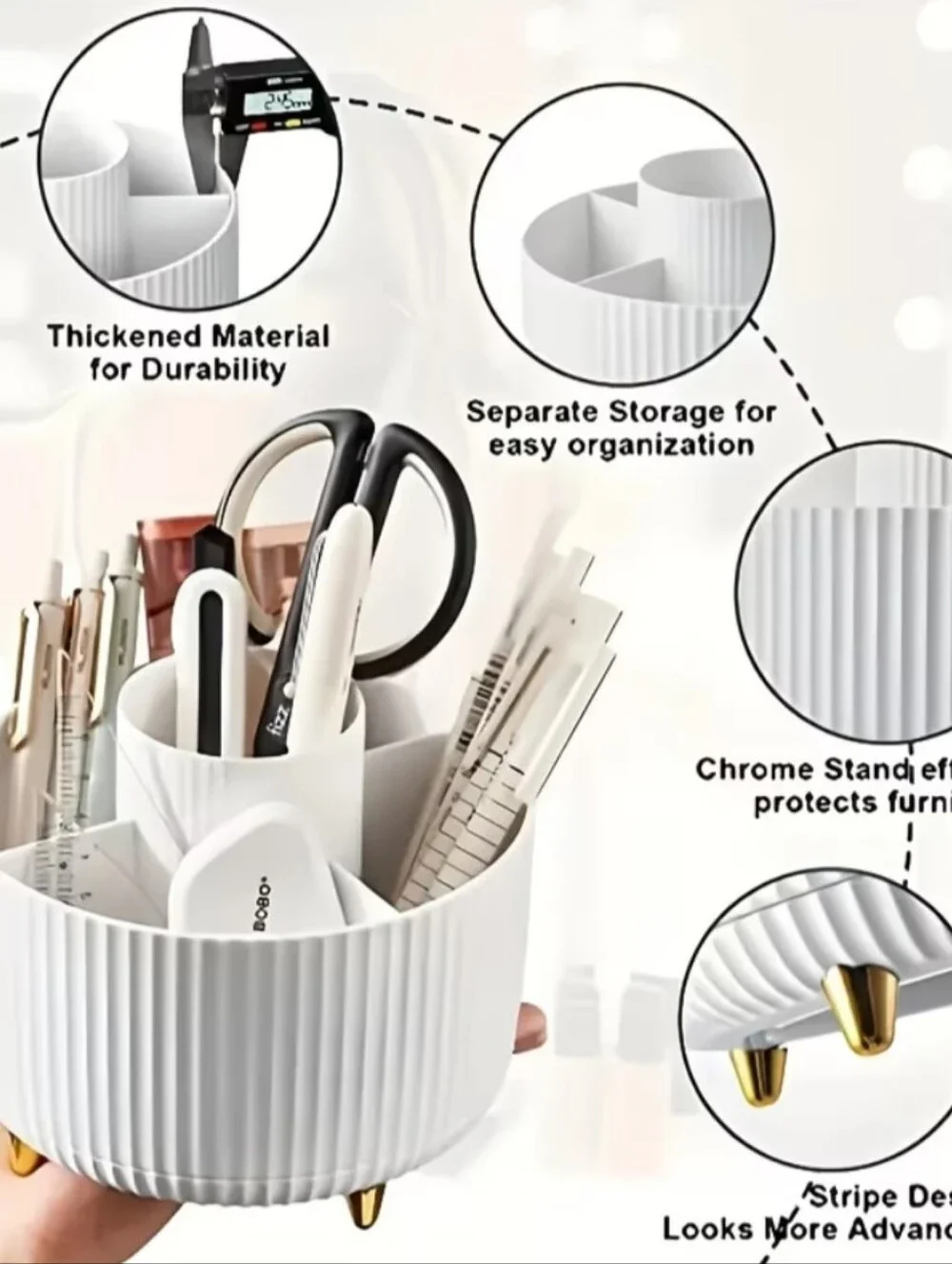 Pink Rotating Cosmetic Brush & Accessory Organizer